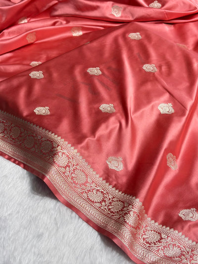 Peach Shades Boota Mashru Silk Saree MCS16