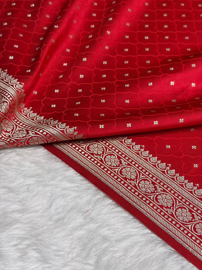 Red Shades Tanchoi Motif Mashru Silk Saree MST-13