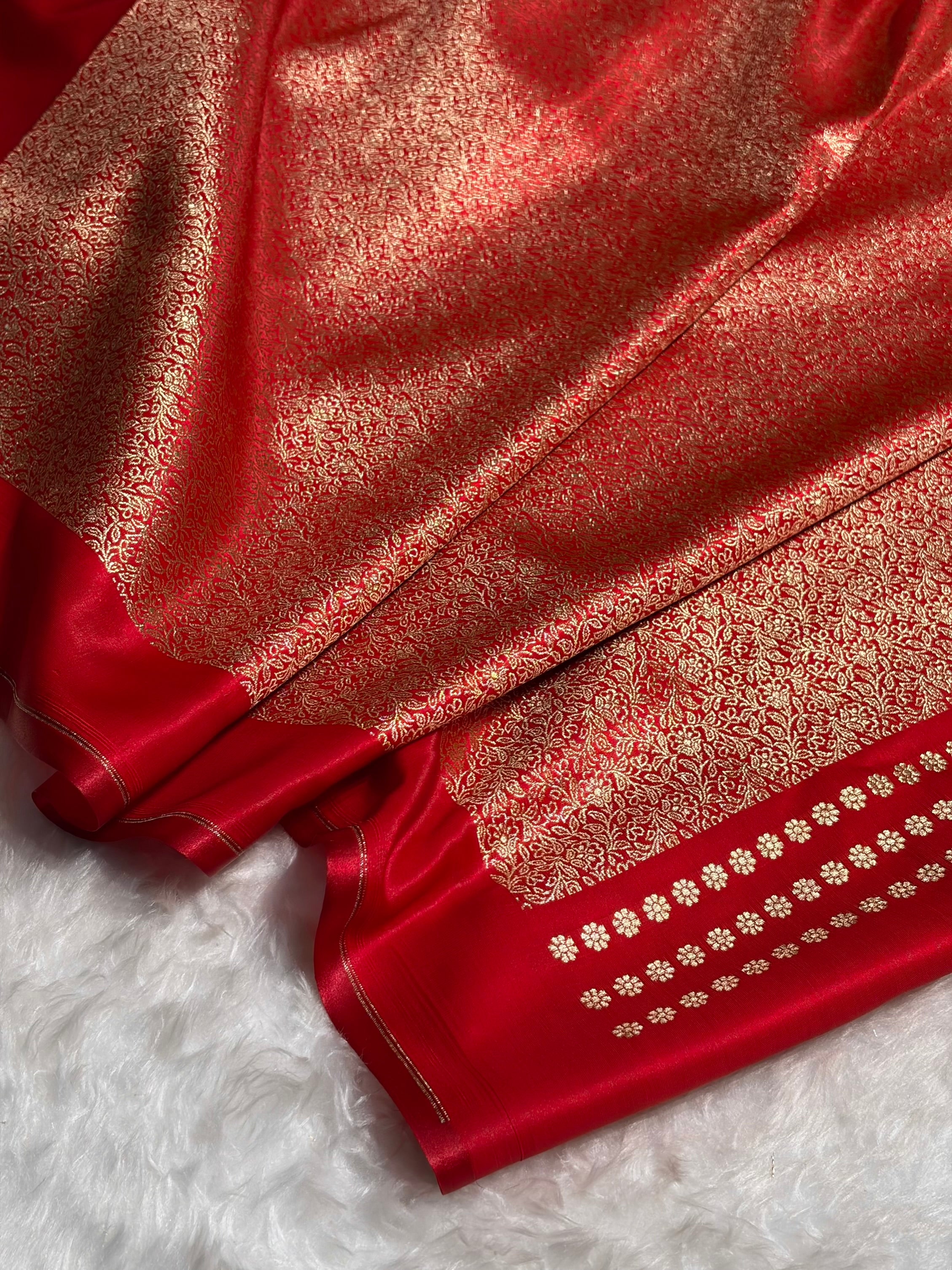 Red Shades Banarasi Satin Silk Saree SS35