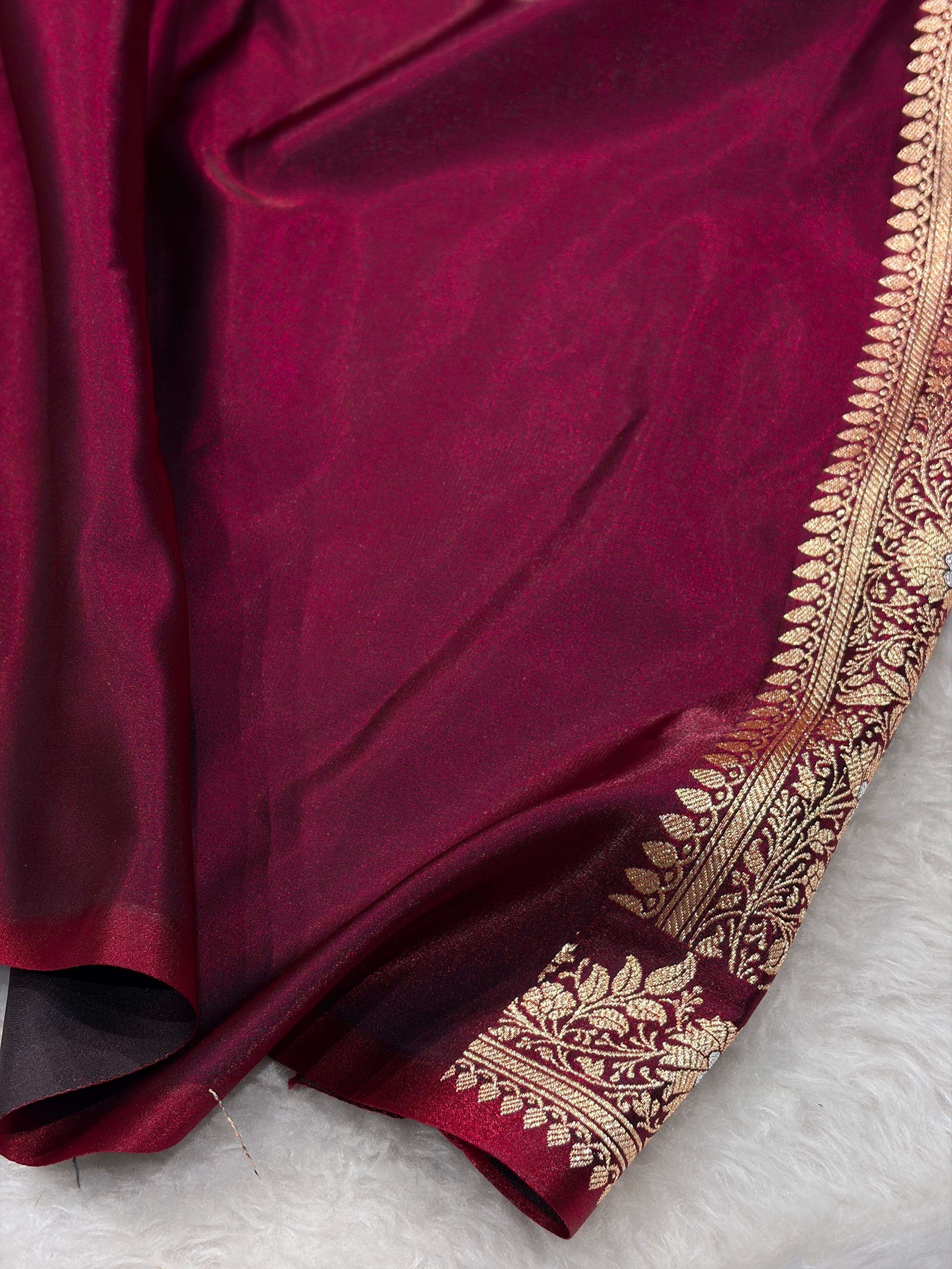 Banarasi Satin Silk Meena Boota in Maroon Shades SS38