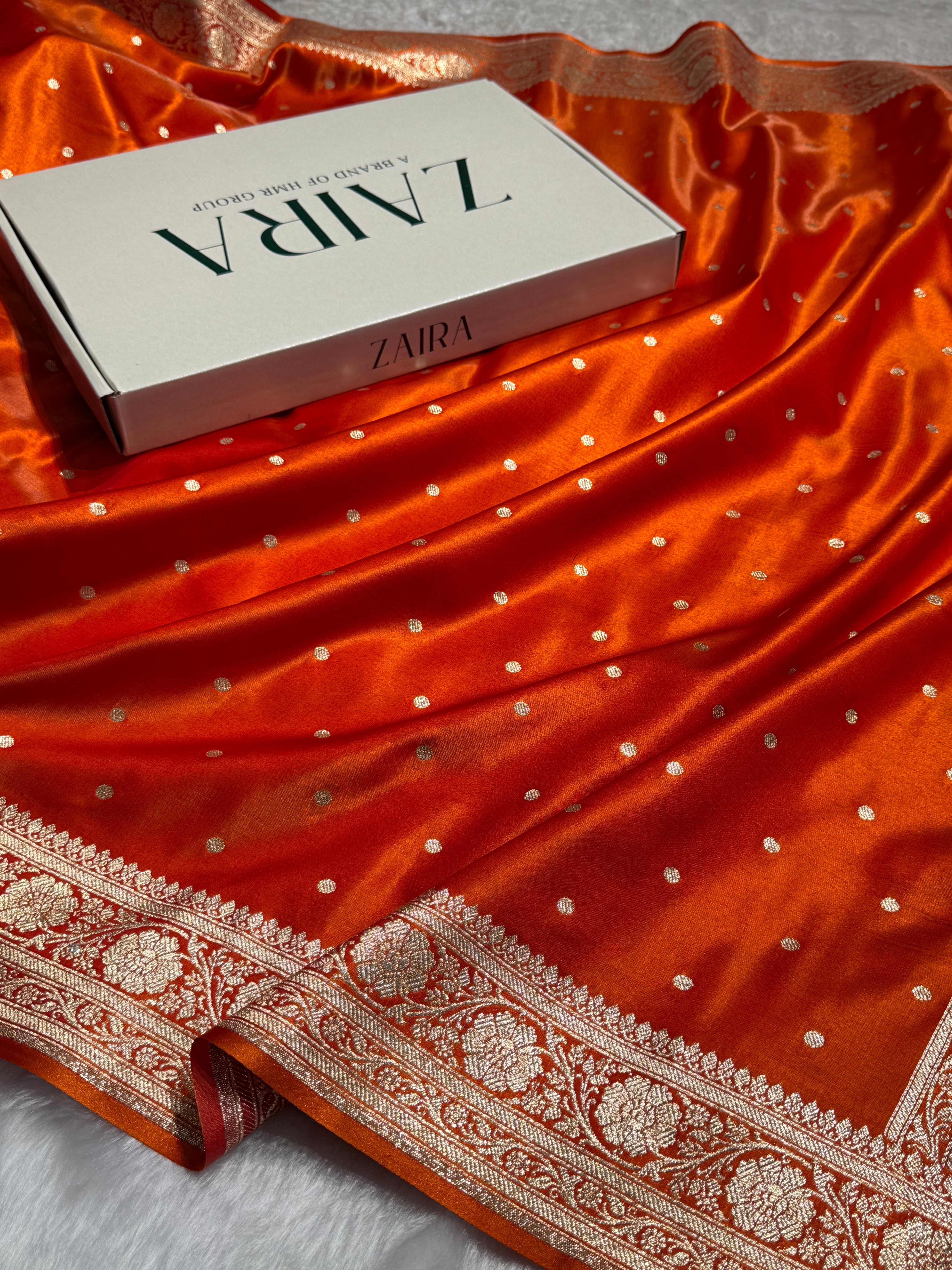 Satin Silk Dot Booti in Orange Shades SS08