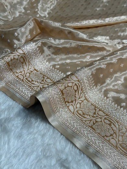 Tusser Shades With Contrast Border Crepe Silky Katan Banarasi Saree CSK-04