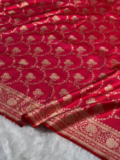 Satin Silk Saree Jaal in Corss Rani Shades SS23