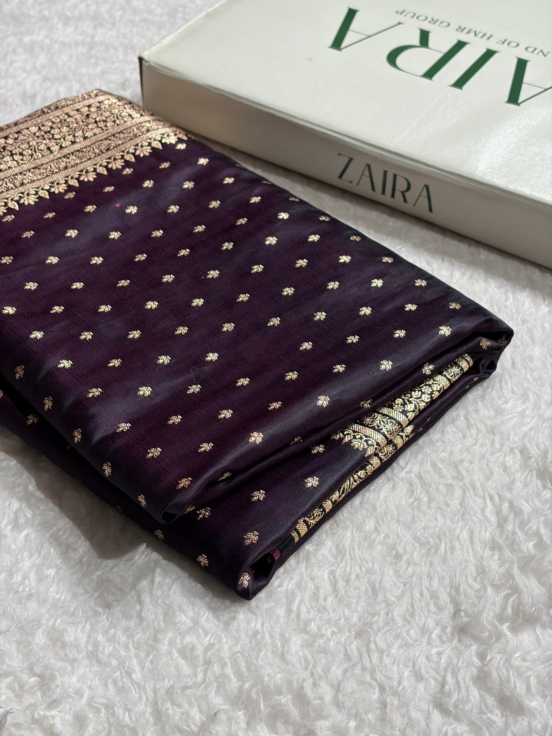 Banarasi Satin Katan Saree in Dark Wine Shades SK88