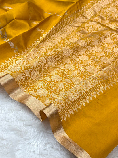Mustard Shades Handwoven Pure Paper Silk RM-39