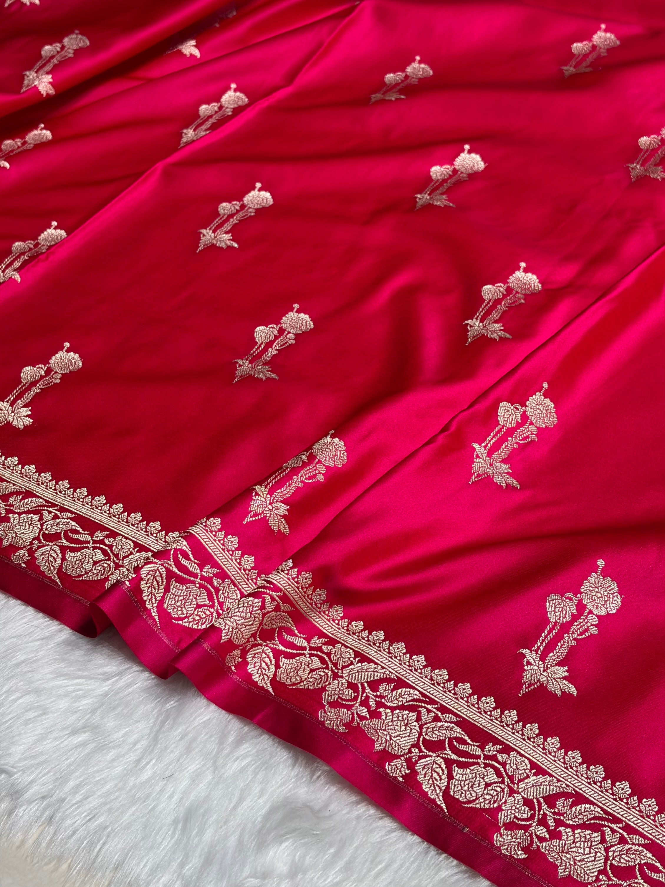 Cross Rani Boota With Floral Border Mashru Silk Saree MSM-92