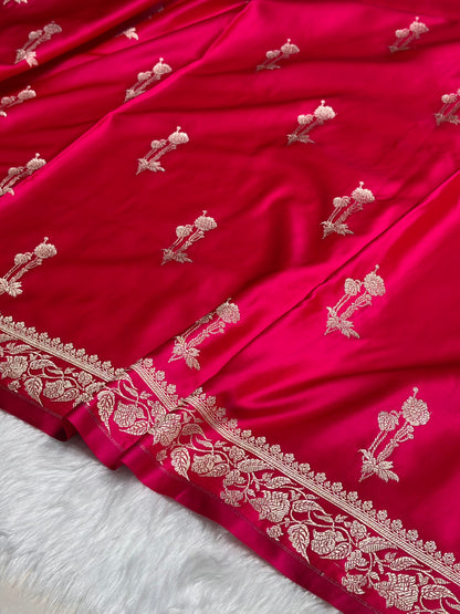 Cross Rani Boota With Floral Border Mashru Silk Saree MSM-92