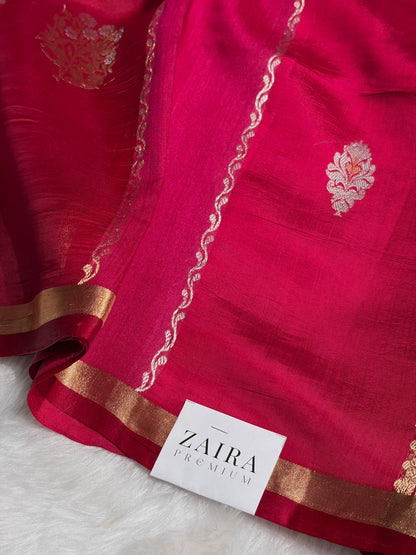 Dark Pink Shades Rangkart Handwoven Pure Katan Raw Mango Silk RM-38