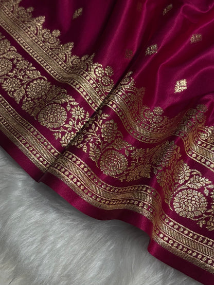 Rani Shades Booti Pattern Satin Katan Silk Saree SK51