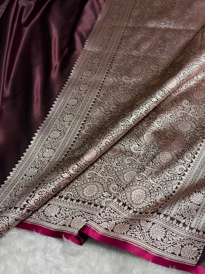 Garnet Shades Floral Border Mashru Silk Saree MSM-62