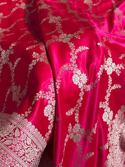 Rani Shades Banarasi With Floral Border Mashru Silk Saree MSM-127
