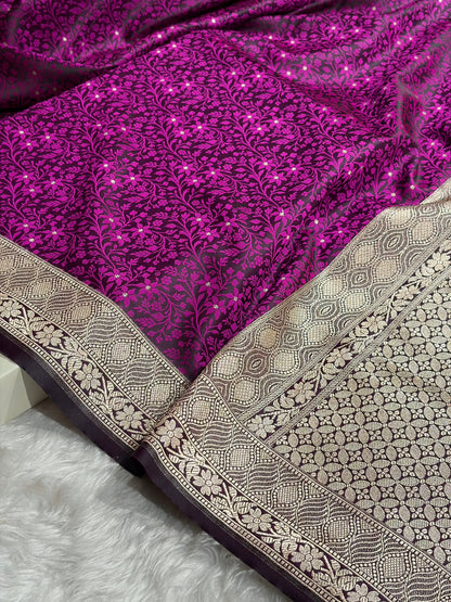 Magenta Shades Tanchoi Motif Mashru Silk Saree MST-15