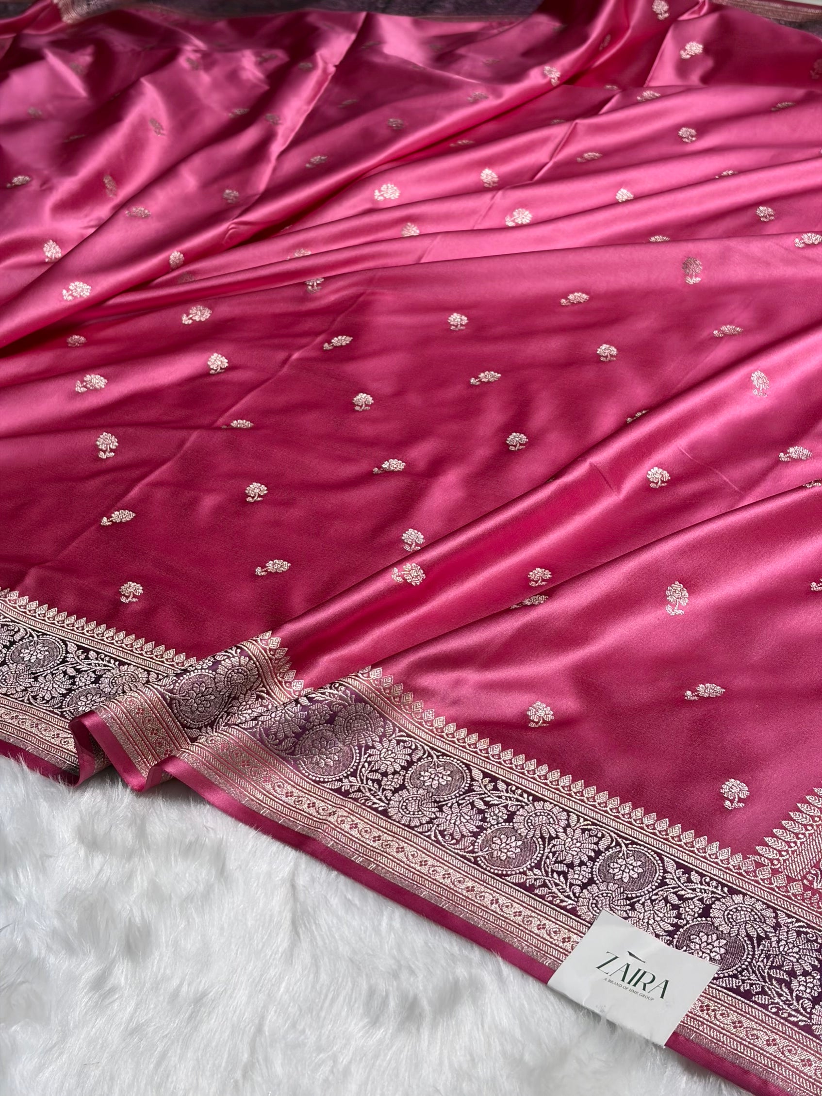 Baby Pink Shades Booti Mashru Silk Saree MS73