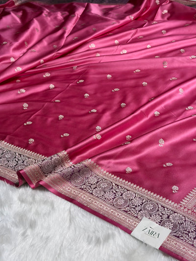 Baby Pink Shades Booti Mashru Silk Saree MCS73