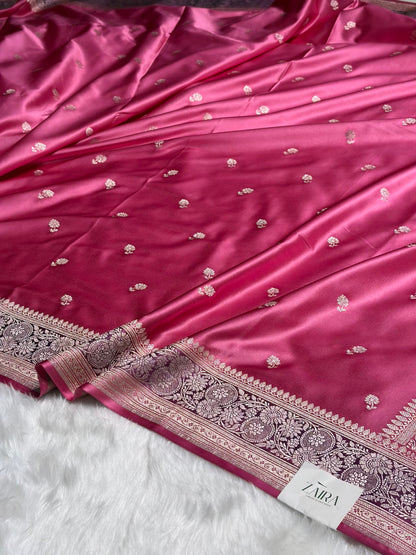Baby Pink Shades Booti Mashru Silk Saree MS73