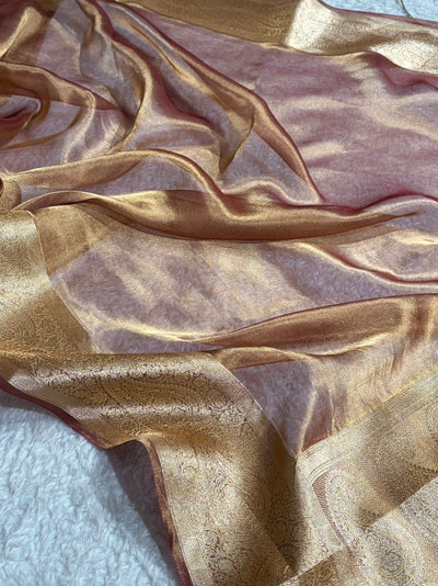 Dark Cheeku Tissue Bananasi Floral Pure Tissue Silk Saree PT-57