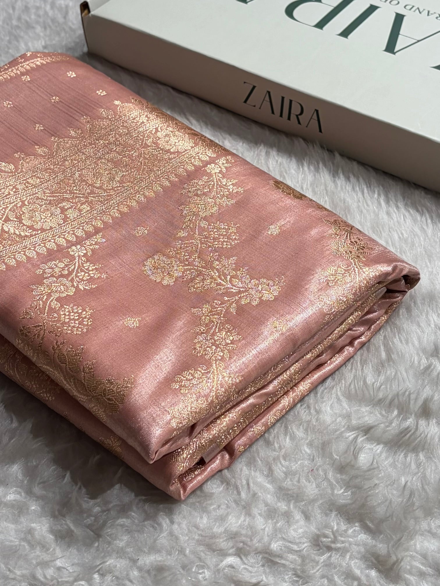 Satin Silk Saree Banarasi Cross with booti In Dusty Mauve Shades SS22