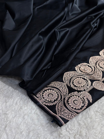 Black Shades Banarasi Boota Pattern Floral Mashru Silk Saree MSM-110