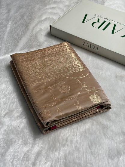 Tusser Banarasi Jaal Satin Katan Silk Saree SK06