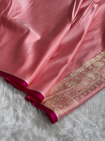 Banarasi Baby Pink Booti Katan Silk Saree SK09