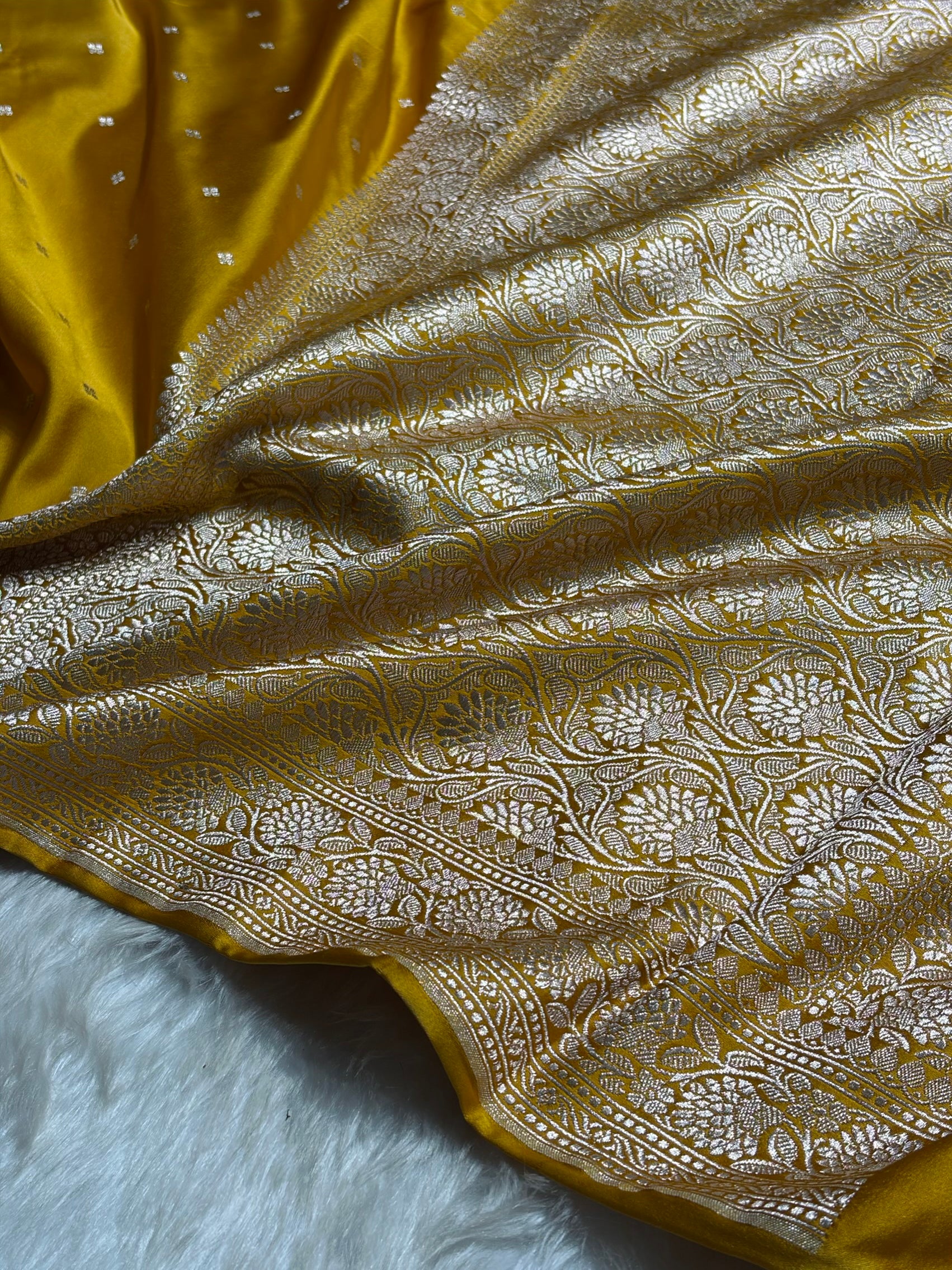 Mustard Shades Booti Mashru Silk Saree MS70