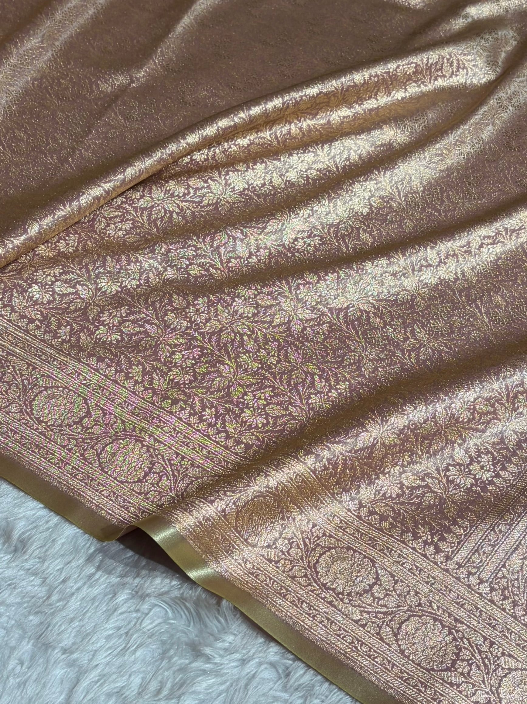 Grape Shades Brocket Satin Silk Saree Banarasi Saree Shades SS30
