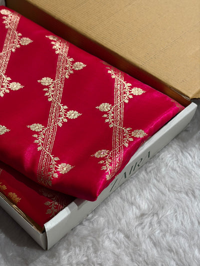 Cross Rani Shades Cross Pattern Banarasi Satin Silk Saree SS50