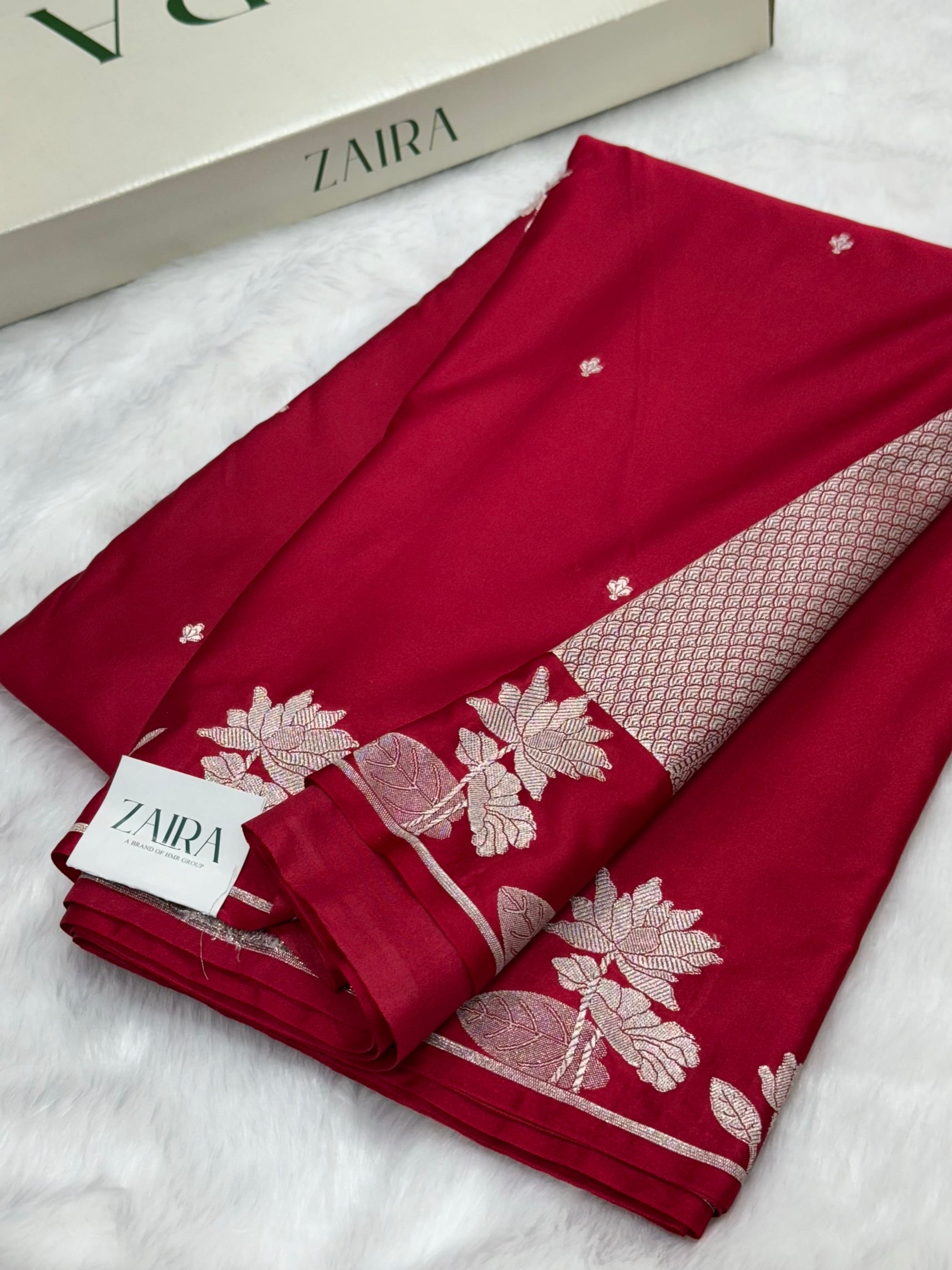 Pinkish Maroon Shades Floral Booti Mashru Silk Saree MS54