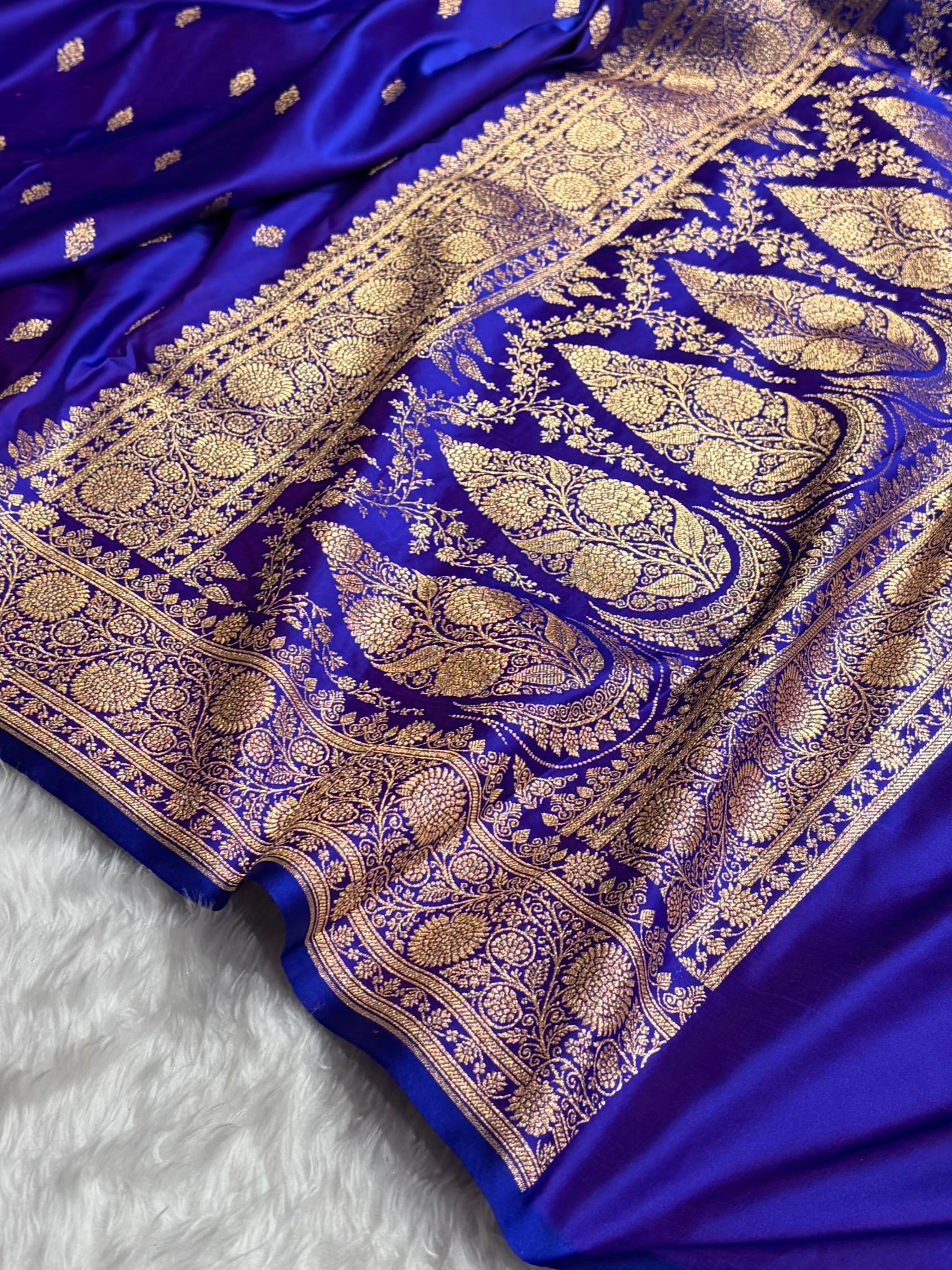 Banarasi Satin Katan Saree in Royal Purple Shades SK82