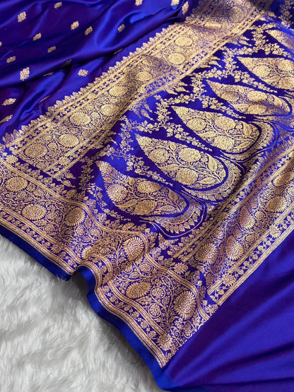 Banarasi Satin Katan Saree in Royal Purple Shades SK82