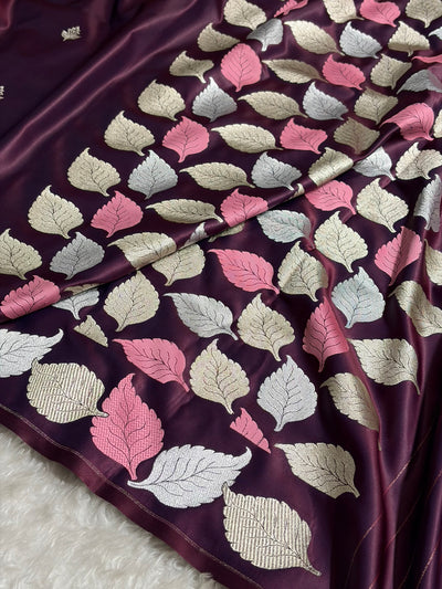 Cross Garnet Shades Banarasi Booti Pattern Mashru Silk Saree MSM-136