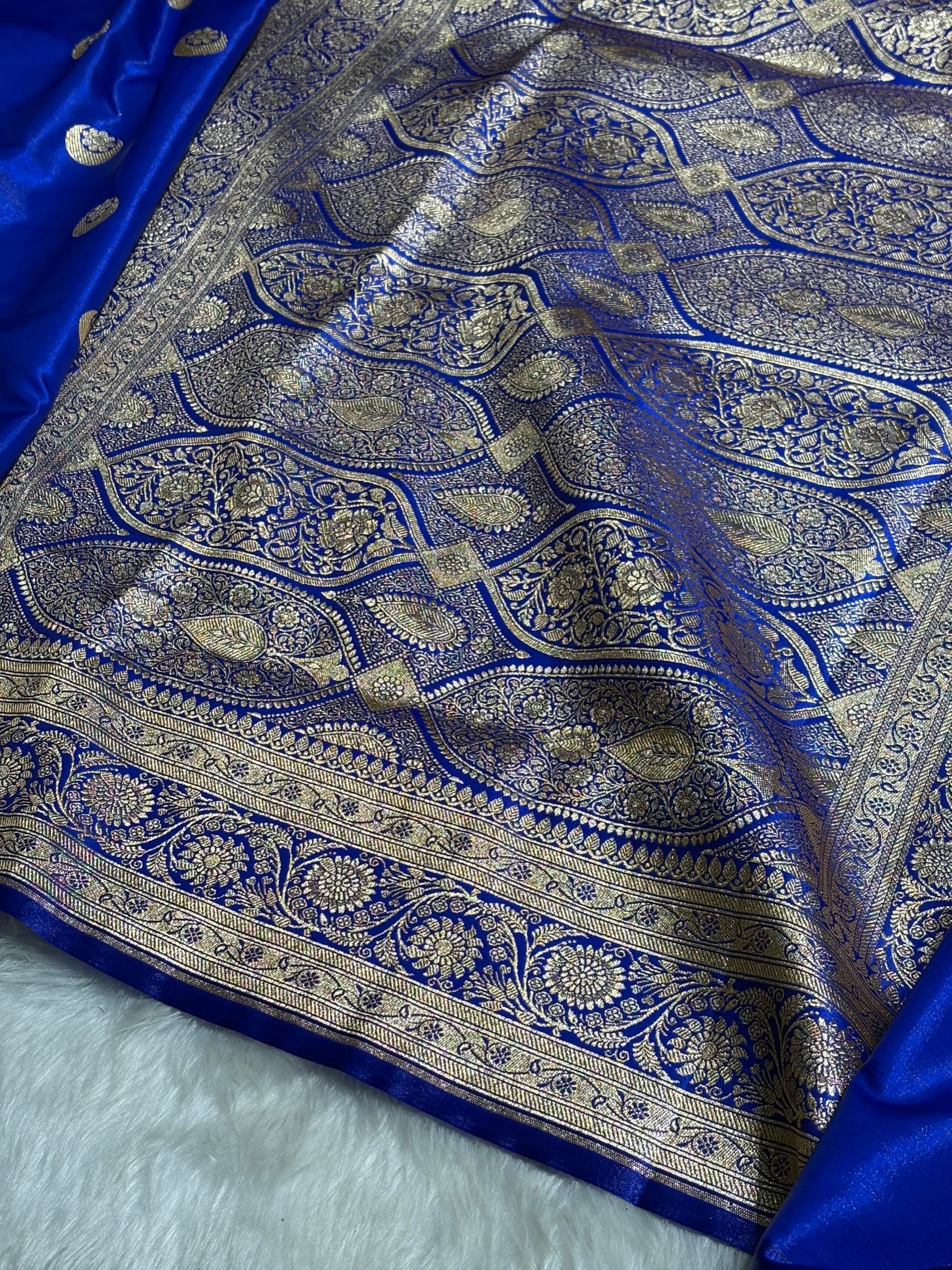 Bright Royal blue Chand Tara Satin Silk Saree SS04