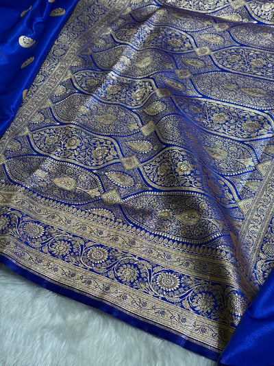 Bright Royal blue Chand Tara Satin Silk Saree SS04