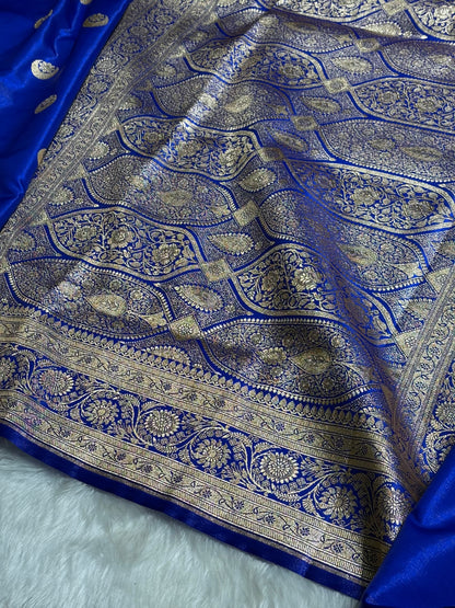 Bright Royal blue Chand Tara Satin Silk Saree SS04
