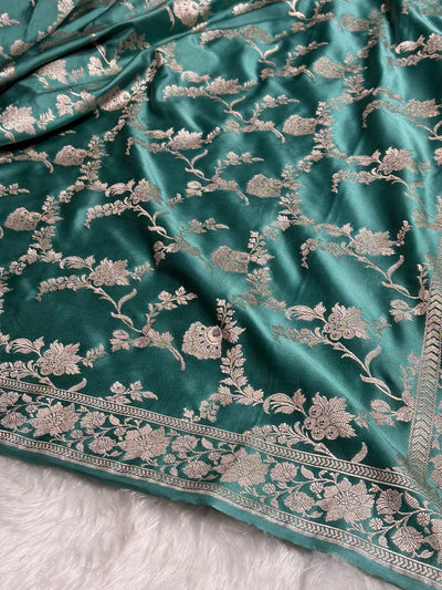 Turquoise Shades Jaal Mashru Silk Saree MCS48
