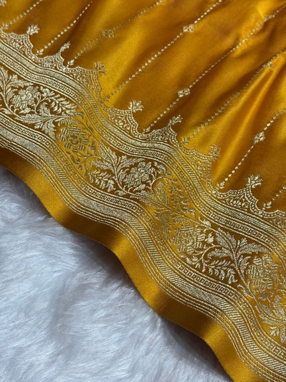 Mustard Shades Satin Katan Silk Saree SK63