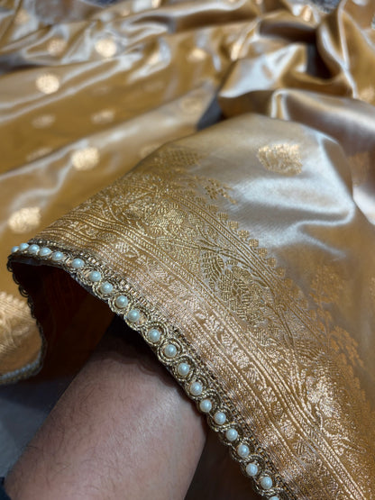 Banarasi Satin Silk Saree With Gotta Patti Booti Motif in Tusser Shades SSGP20