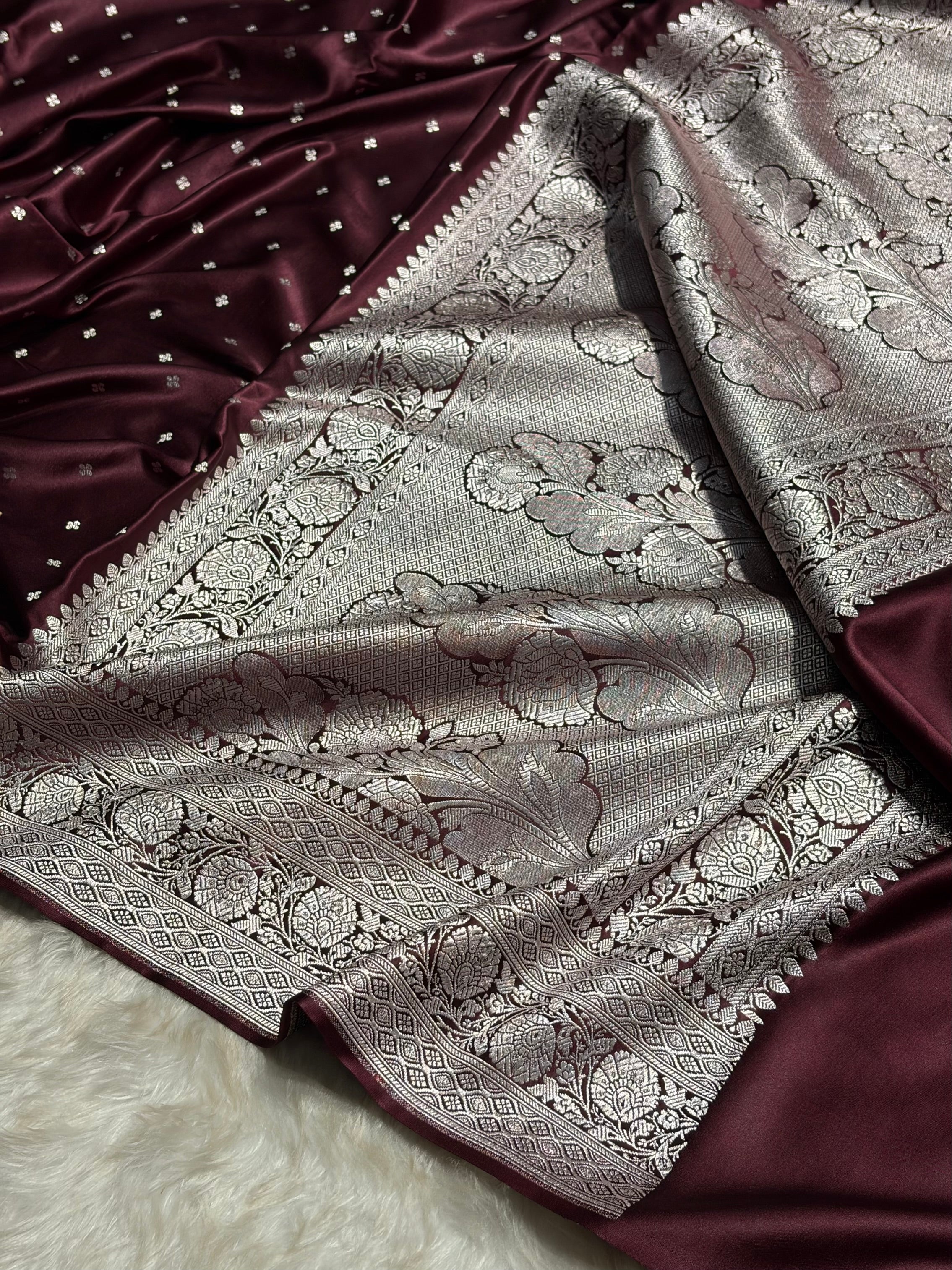 Garnet Shade Booti Mashru Silk Saree MS41