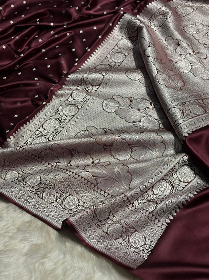 Garnet Shade Booti Mashru Silk Saree MS38