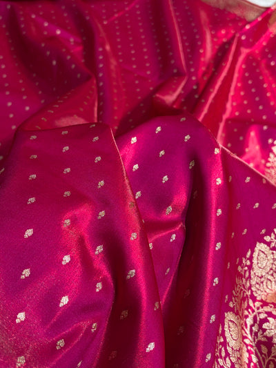 Satin Silk Saree Floral Boota in Cross Red Shades SS28