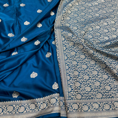 Garmen Blue Mashru Satin Silk boota