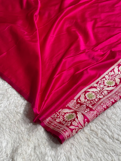 Cross Rani Shades Banarasi Boota Pattern Minakari Floral Mashru Silk Saree MSM-121