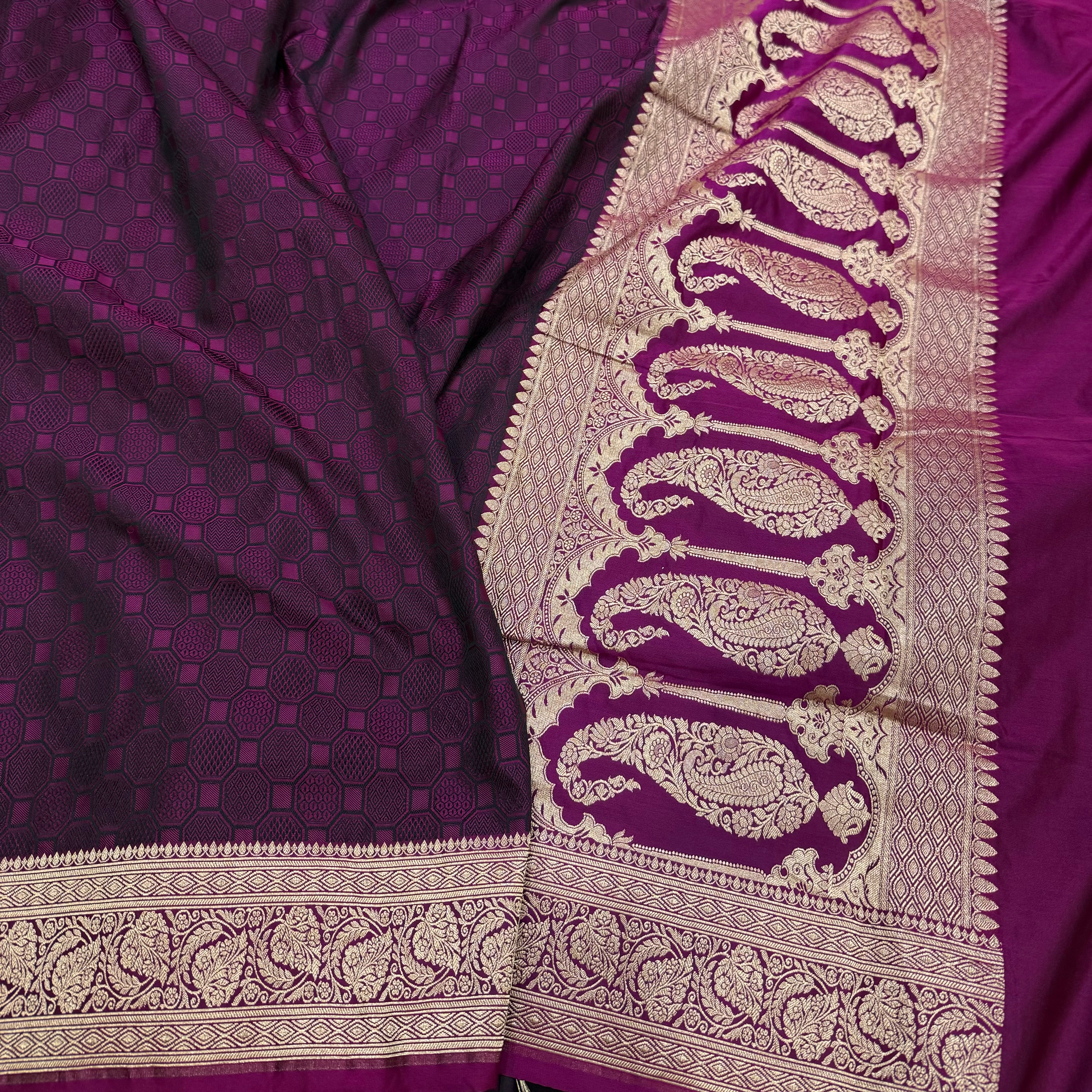 Wine Tanchoi Mashru Silk Saree