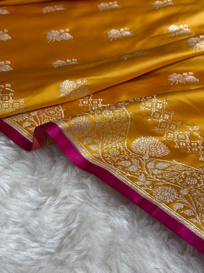 Orange Shades Banarasi Boota Pattern Floral Mashru Silk Saree MSM-115