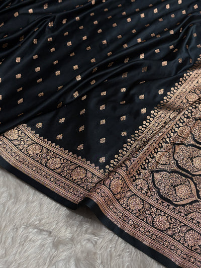 Banarasi Boota Katan Silk Saree In Black Shades SK03