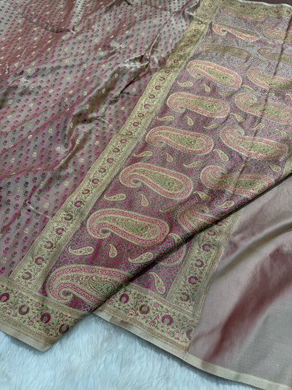 Blush Pink Minakari Tilfi booti Katan Silk Saree