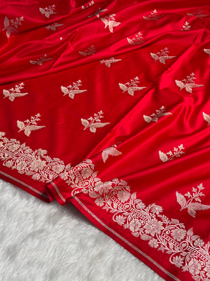 Red Shades Floral Boota Mashru Silk Saree MSM-67