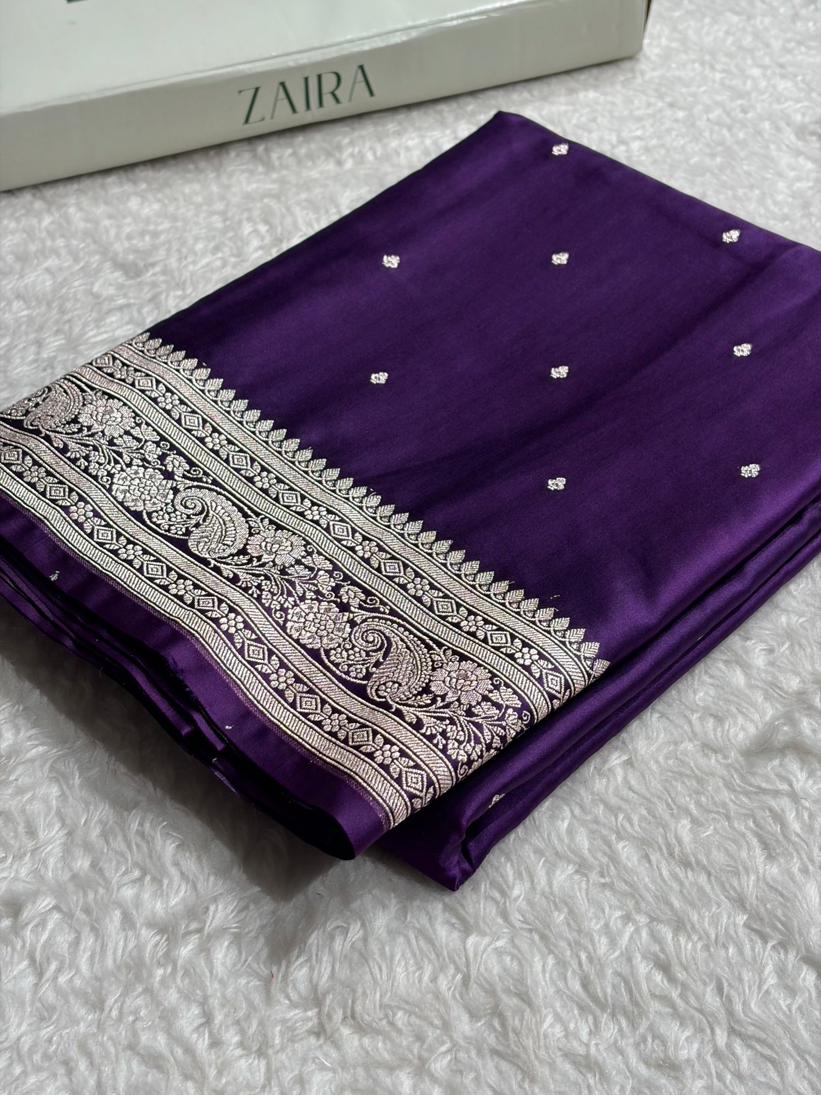 Banarasi Purple Shades Floral Mashru Silk Saree MS64