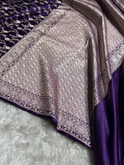 Banarasi Purple Shades Floral Mashru Silk Saree MCS92