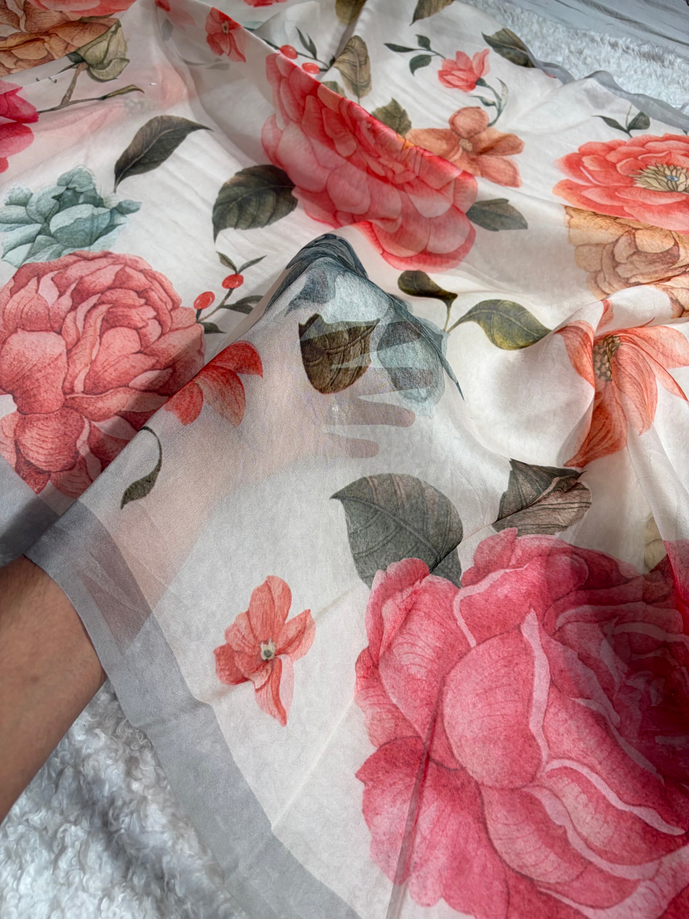 Pastel Organza with Pastel Multicolor Florals POP11